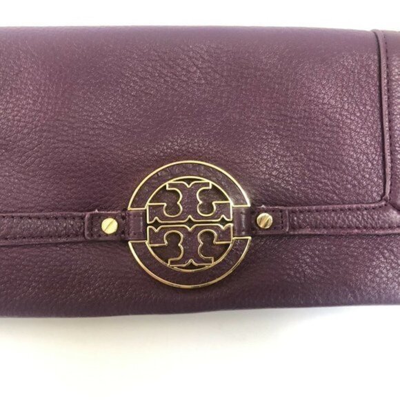 Tory Burch Handbag Purple Purse Leather ShoulderBag Clutch Tote - Picture 5 of 16